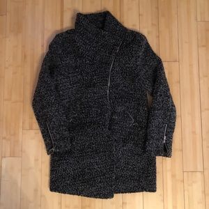 Miami Peacoat Jacket Diagonal Zipper Black